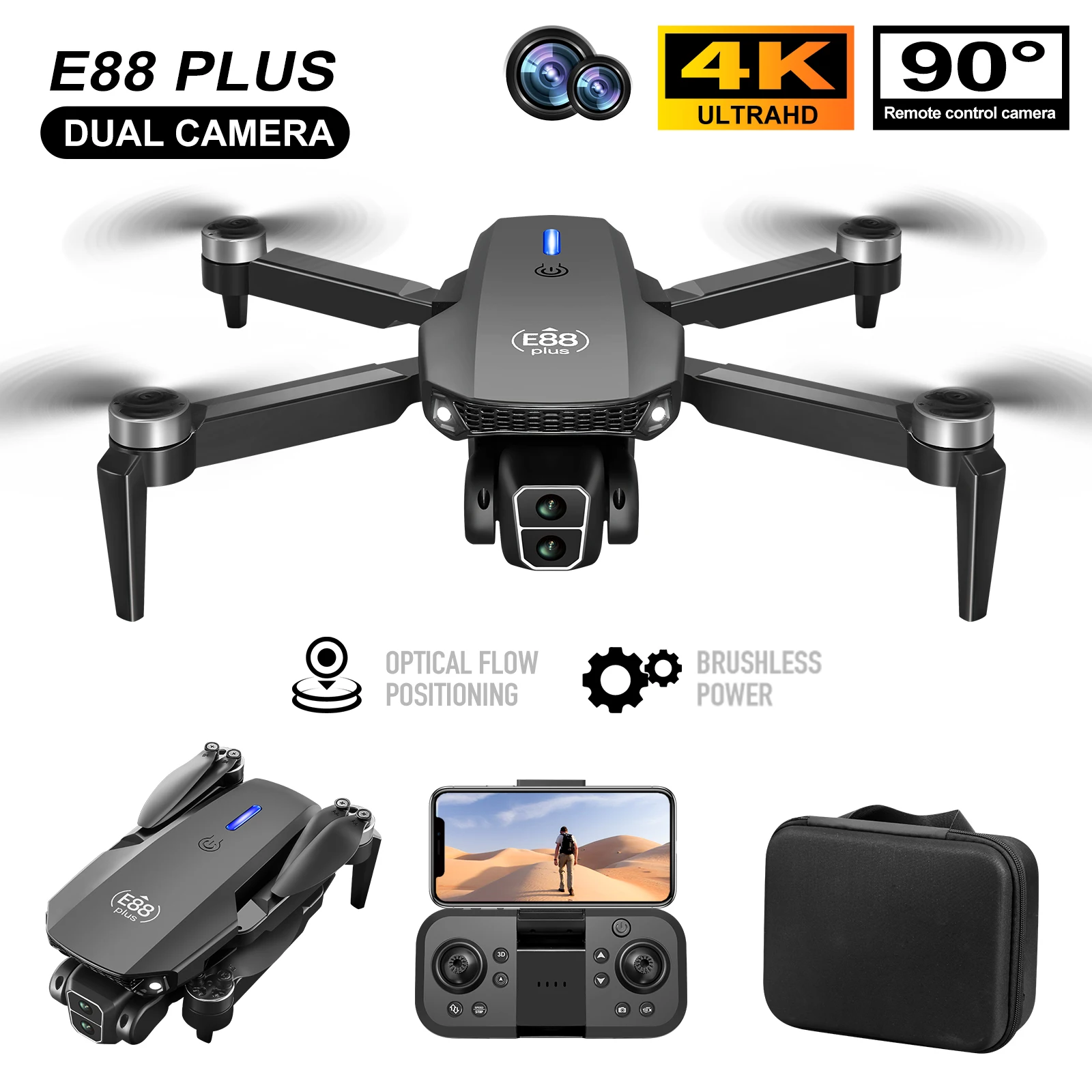 New E88 Plus Quadcopter Drone: - Rc Helicopter Electric recension och pris